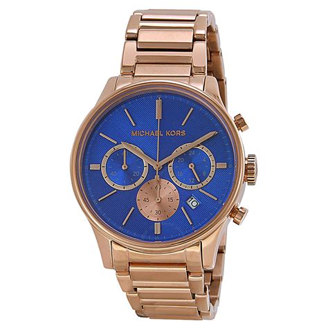 michael kors watch blue and gold|michael kors blue chronograph.